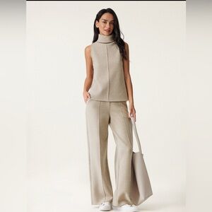 OGL Cream Wide Leg Pants & Top Set